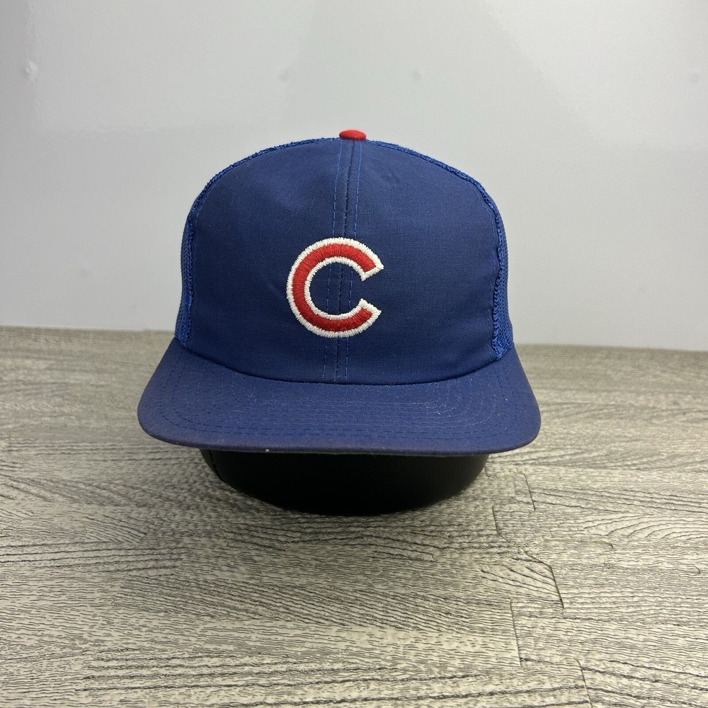 Vintage 80s Chicago Cubs‎ Hat Cap Snap Back Adjustable Blue MLB Baseball